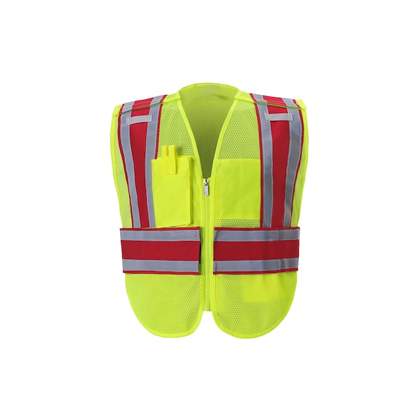 2W International Hi-Vis Public Safety Vest Regular Class 2 U Back, , Hook & Loop 2 Pockets, 2 Mic Tab PWB503RD JM - main